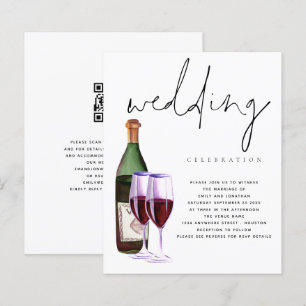Papier Budget Moderne Vin Bouteille Verres Mariage Invita