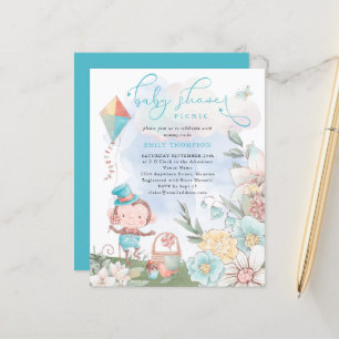 Papier Budget Monkey Boy Baby shower Pique-Nique Invitati