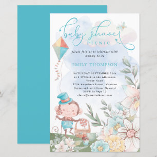 Papier Budget Monkey Boy Baby shower Turquoise Pique-niqu