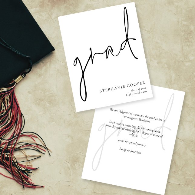 Papier Budget Monochrome Script Graduate Faire-part (Créateur téléchargé)