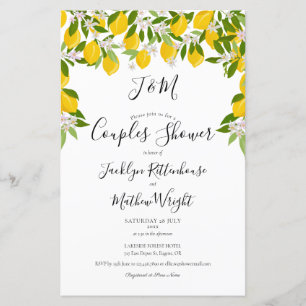 Papier Budget Monogramme Citrons Couples Douche Invitatio
