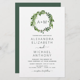 Papier Budget Monogramme Emerald Green Green Mariage