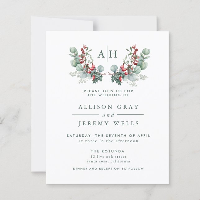 Papier Budget Monogramme Flore Faire-part de mariage circ (Devant)