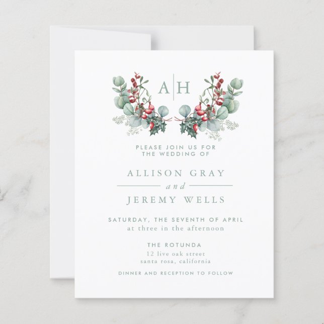 Papier Budget Monogramme Flore Faire-part de mariage circ (Devant)