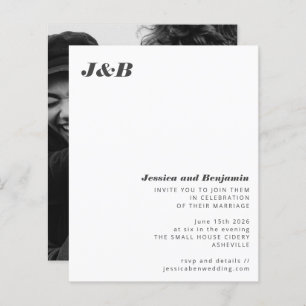 Papier Budget Monogramme Noir Blanc Photo Mariage Invitat