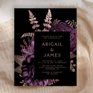Papier Budget Moody Dark Floral Purple Rose Mariage or