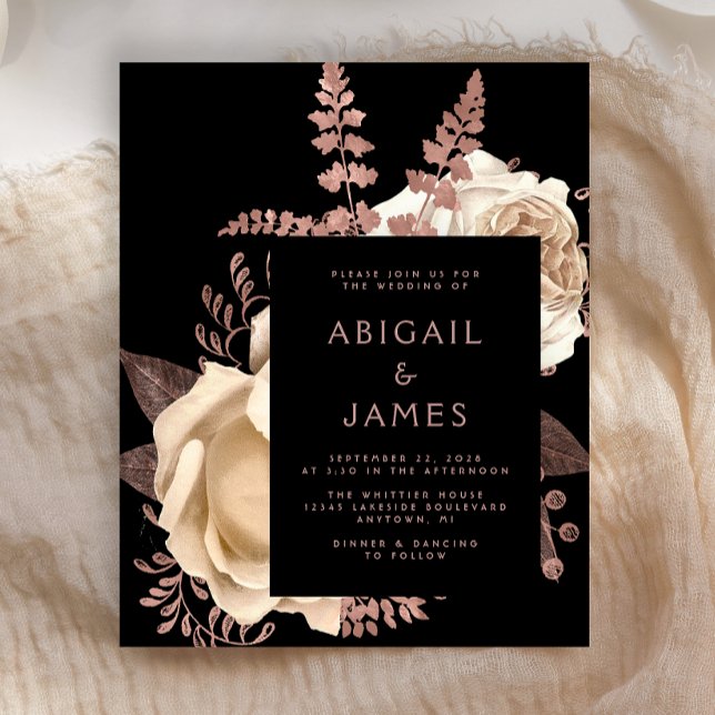 Papier Budget Moody Dark Floral Rose or Mariage (Créateur téléchargé)