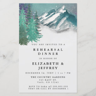 Papier Budget Mountains Pine Répétition Dîner Invitation
