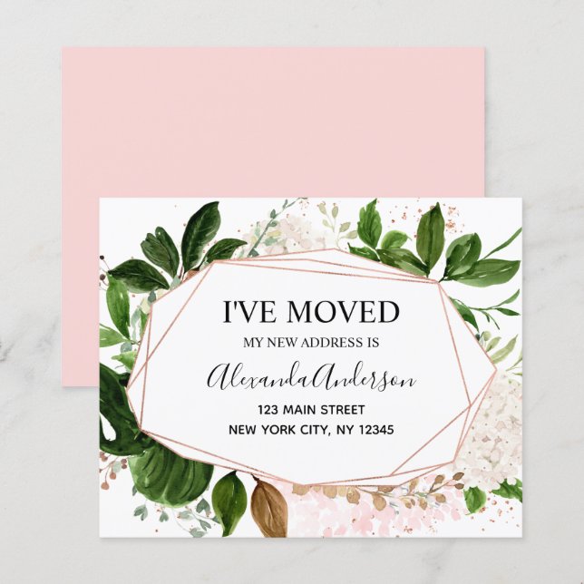Papier Budget Moving Announcement Eucalyptus Greenery (Devant / Derrière)