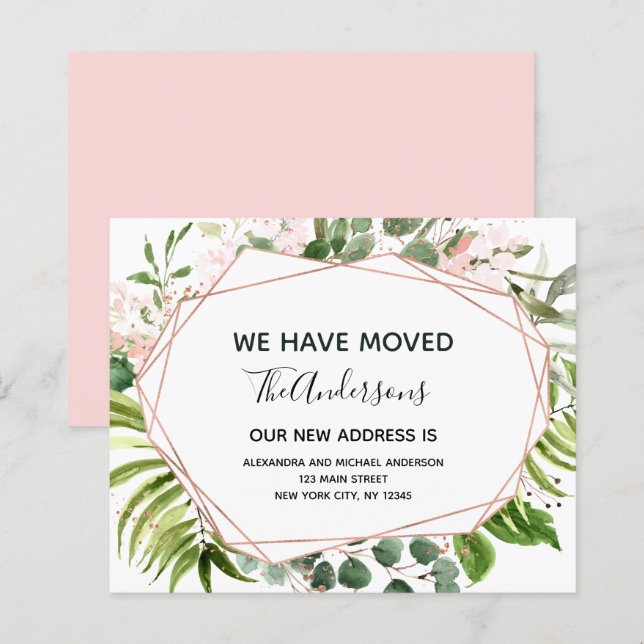 Papier Budget Moving Announcement Eucalyptus Greenery (Devant / Derrière)