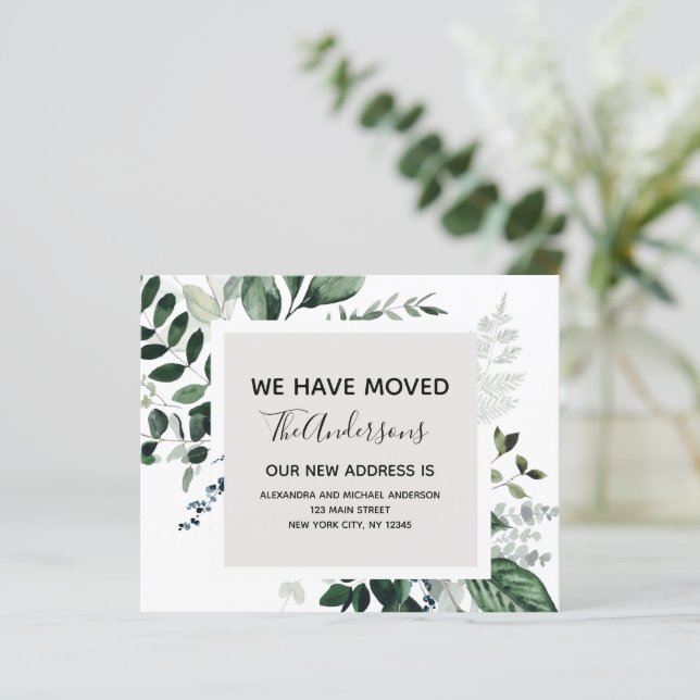 Papier Budget Moving Announcement Eucalyptus Greenery (Debout devant)