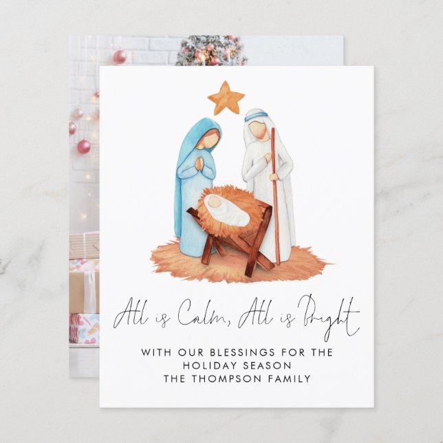 Papier Budget Nativité Scène Tout Est Calme Photo (Devant / Derrière)