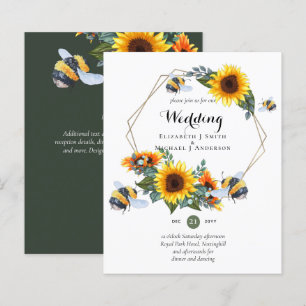 Papier BUDGET Nature Boho Bees Sunflowers Mariage INVITE