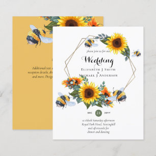 Papier BUDGET Nature Boho Bees Sunflowers Mariage INVITE