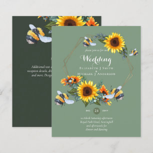 Papier BUDGET Nature Boho Bees Sunflowers Mariage INVITE