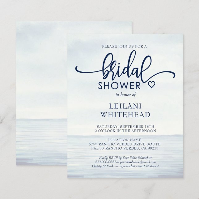 Papier Budget Nautique Océan nuptiale Invitation de douch (Devant / Derrière)