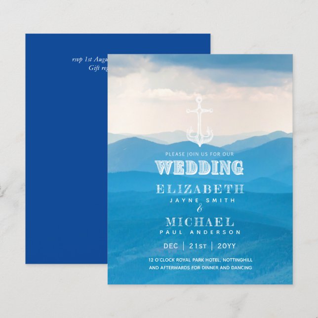 Papier BUDGET Nautique Voile Destination Mariage Invitati (Devant / Derrière)