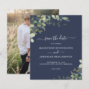 Papier Budget Navy Blue Eucalyptus Photo Enregistrer la d