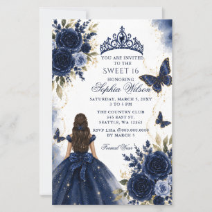 Papier Budget Navy Fleurs Papillon Princesse Sweet 16