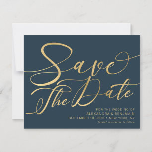 Papier Budget Navy & Or Wedding Save The Date