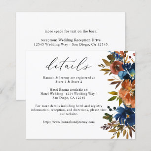 Papier Budget Navy, Orange & Brown Fall Floral Détails