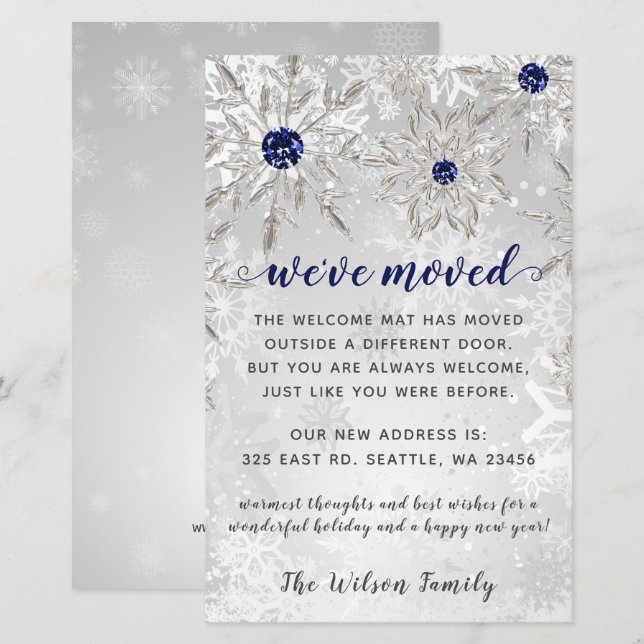 Papier Budget Navy Snowflakes Nous avons déplacé les Cart (Devant / Derrière)
