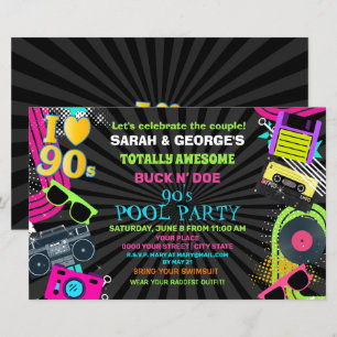 Papier Budget Neon Couples 90s Pool Party Invitation