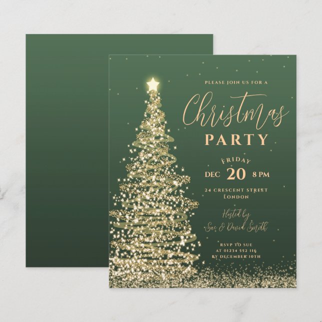 Papier Budget Noël Arbre de fête Invitation de vacances v (Devant / Derrière)