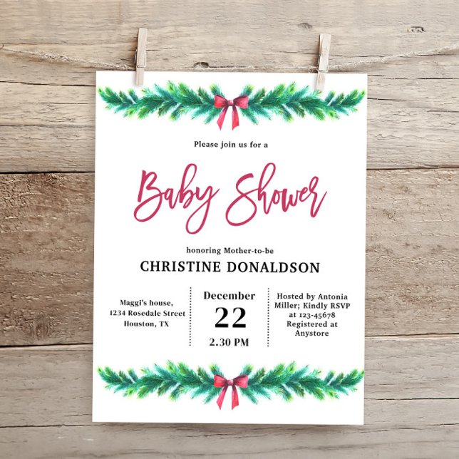Papier Budget Noël Baby shower d'hiver Invitation (Créateur téléchargé)