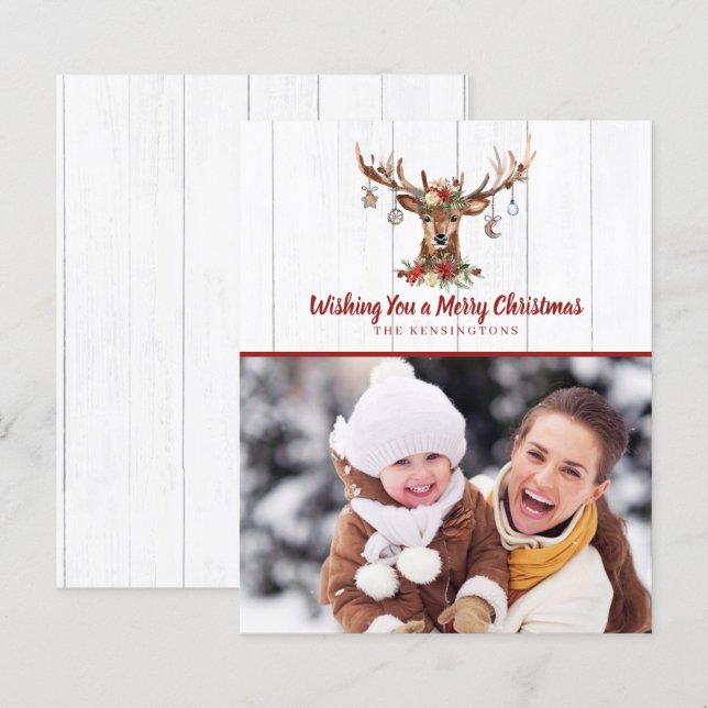 Papier Budget Noël Deer Ornamy Photo de vacances (Devant / Derrière)