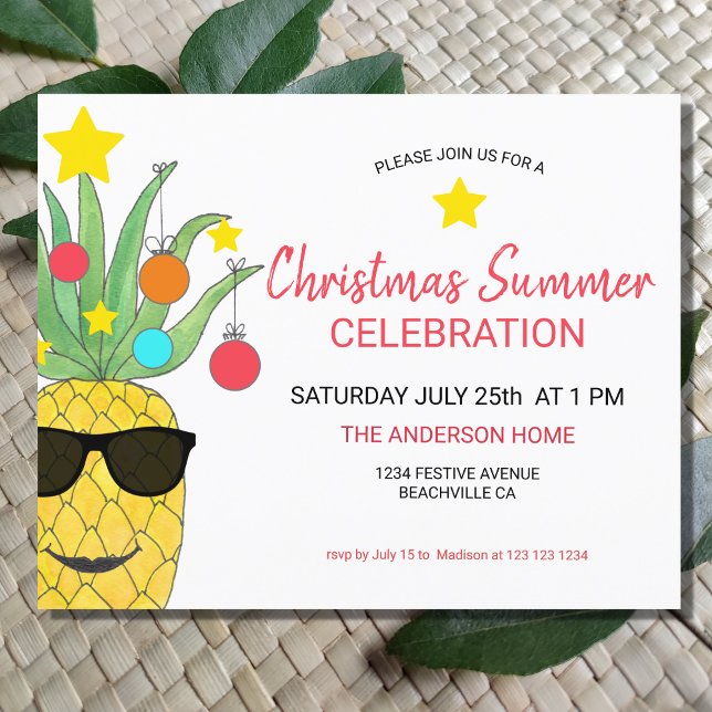 Papier Budget Noël Été Ananas Fête Invitation (Créateur téléchargé)