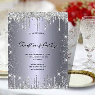 Papier Budget Noël fête argent parties scintillant invita