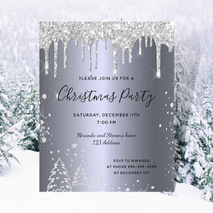 Papier Budget Noël fête argent parties scintillant invita