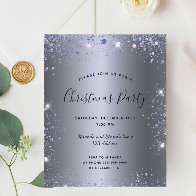 Papier Budget Noël fête argent parties scintillant invita (Créateur téléchargé)