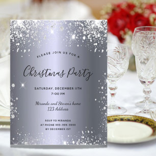Papier Budget Noël fête argent parties scintillant invita