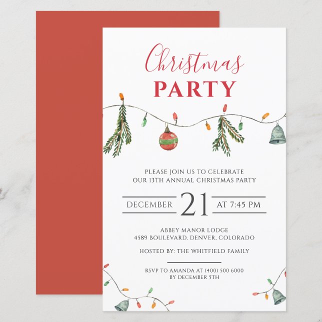 Papier Budget Noël Fête d'affaires Invitation (Devant / Derrière)