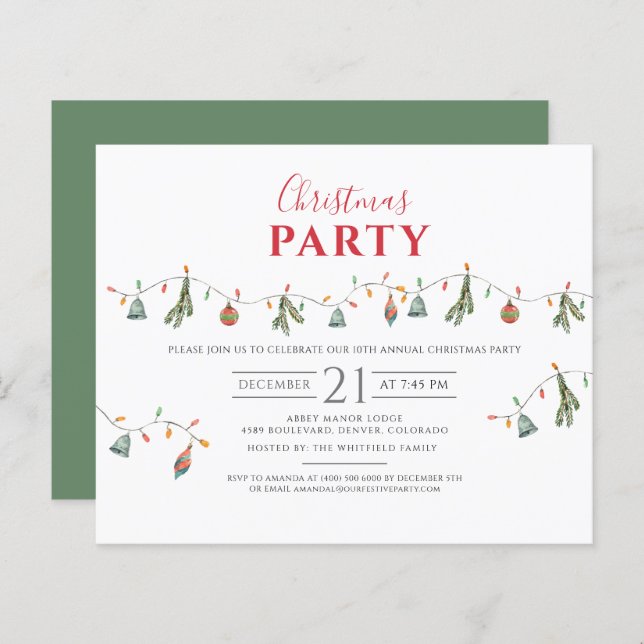 Papier Budget Noël Fête Invitation (Devant / Derrière)