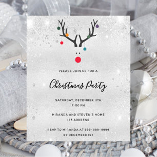 Papier Budget Noël fête rennes argent invitation