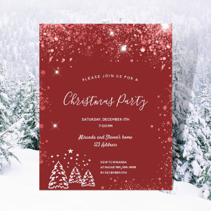 Papier Budget Noël fête rouge parties scintillant invitat