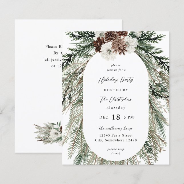 Papier Budget Noël Fleurs Blanches et Pin en Hiver (Devant / Derrière)