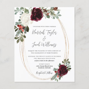 Papier Budget Noël Mariage d'hiver Invitation