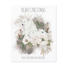 Budget Noël Nom de famille White Polar Bear Card
