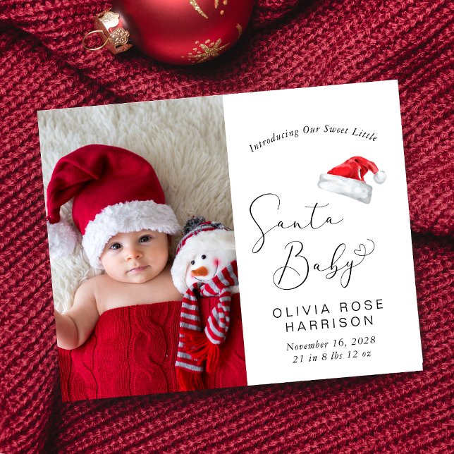 Papier Budget Noël Photo Faire-part de naissance (A cute & unique way to introduce family and friends to your little Santa baby this holiday season)