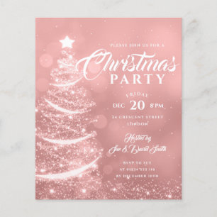 Papier Budget Noël Rose étincelant or Invitation de vacan
