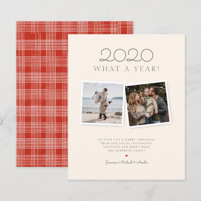 Papier Budget Noël Tartan Photo Holiday dessiné à la main (Devant / Derrière)