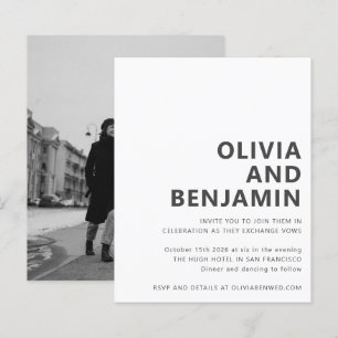 Papier Budget noir blanc Gras photo Faire-part de mariage