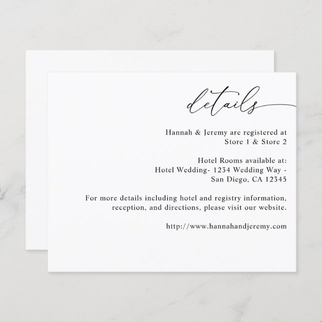 Papier Budget Noir & Blanc Moderne Calligraphie 3 Détails (Devant / Derrière)