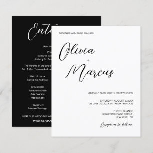 Papier Budget Noir et blanc Chic Script Party de mariage