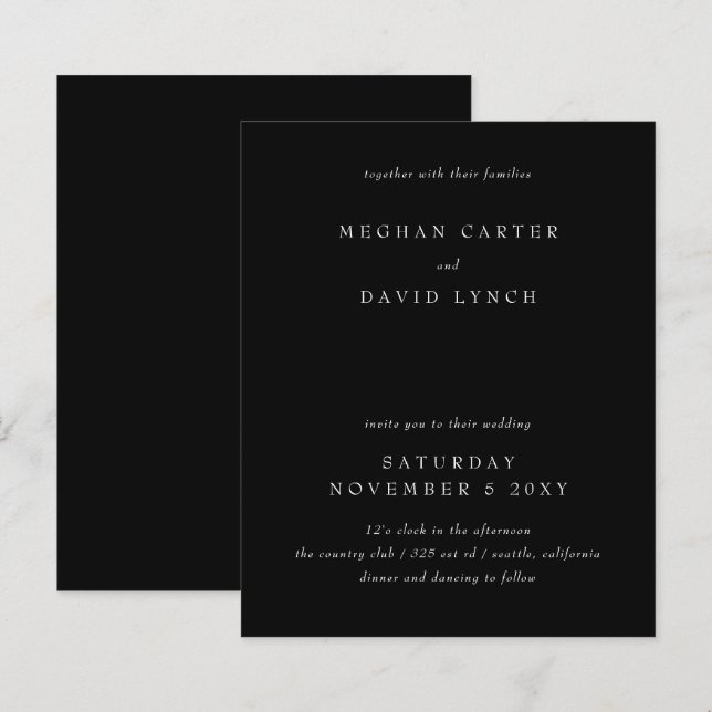 Papier Budget noir et blanc Faire-part de mariage (Devant / Derrière)