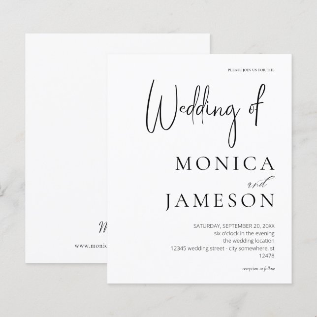 Papier Budget noir et blanc Mariage moderne 3 (Devant / Derrière)